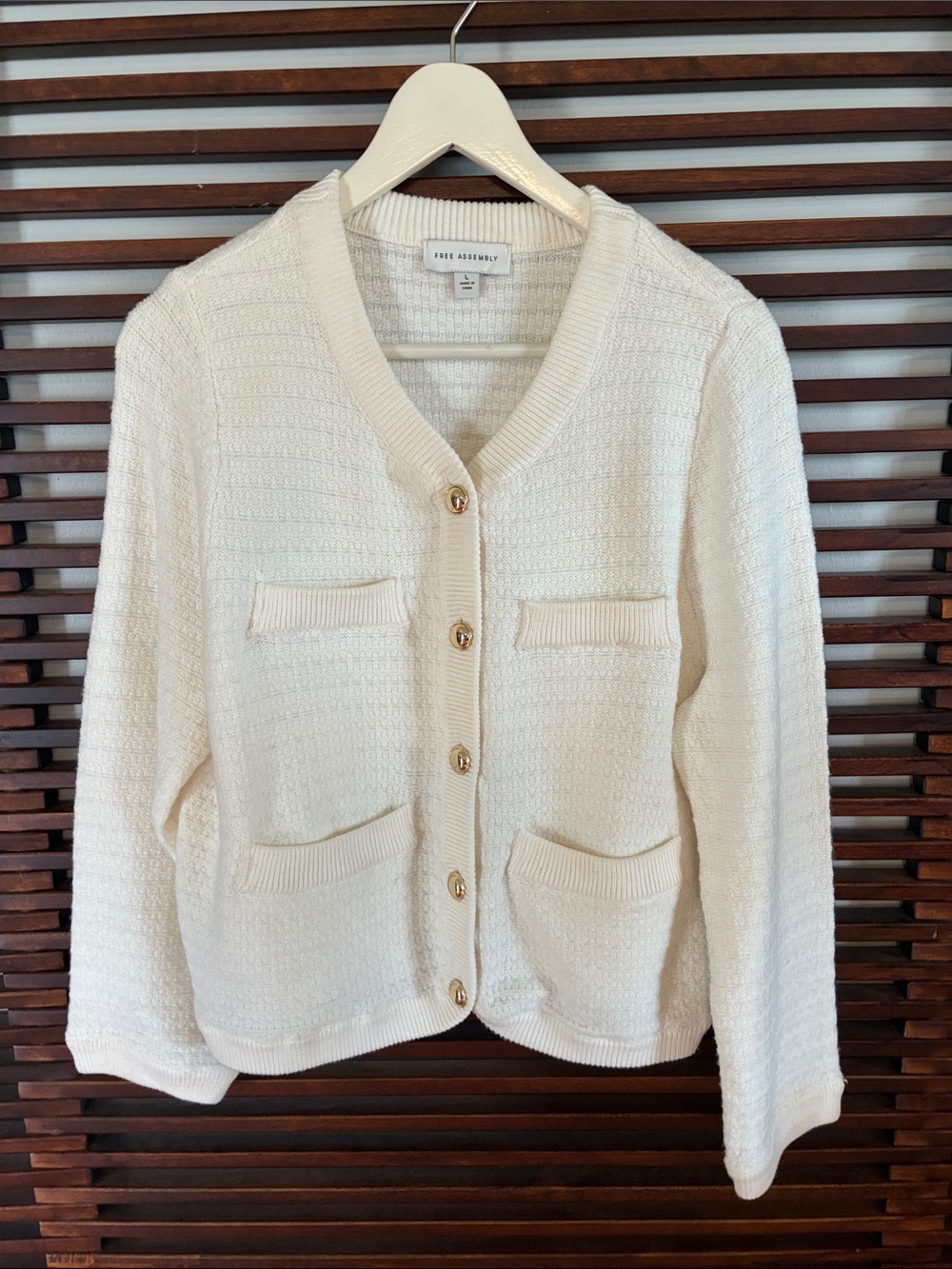 🎉NEW LISTING!💥Free Assembly Cream Button-Front Textured Cardigan Sweater